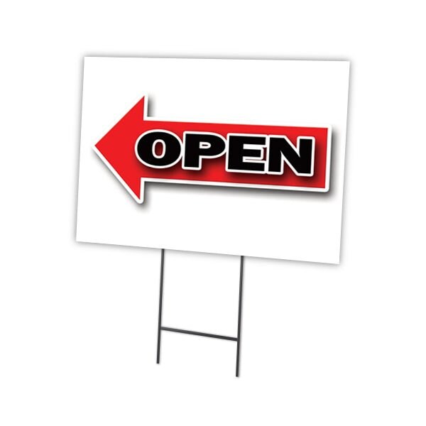Signmission Giant Left Open Arrow Yard & Stake outdoor plastic coroplast window, C-2436-DS-Giant Left Open Arrow C-2436-DS-Giant Left Open Arrow - main